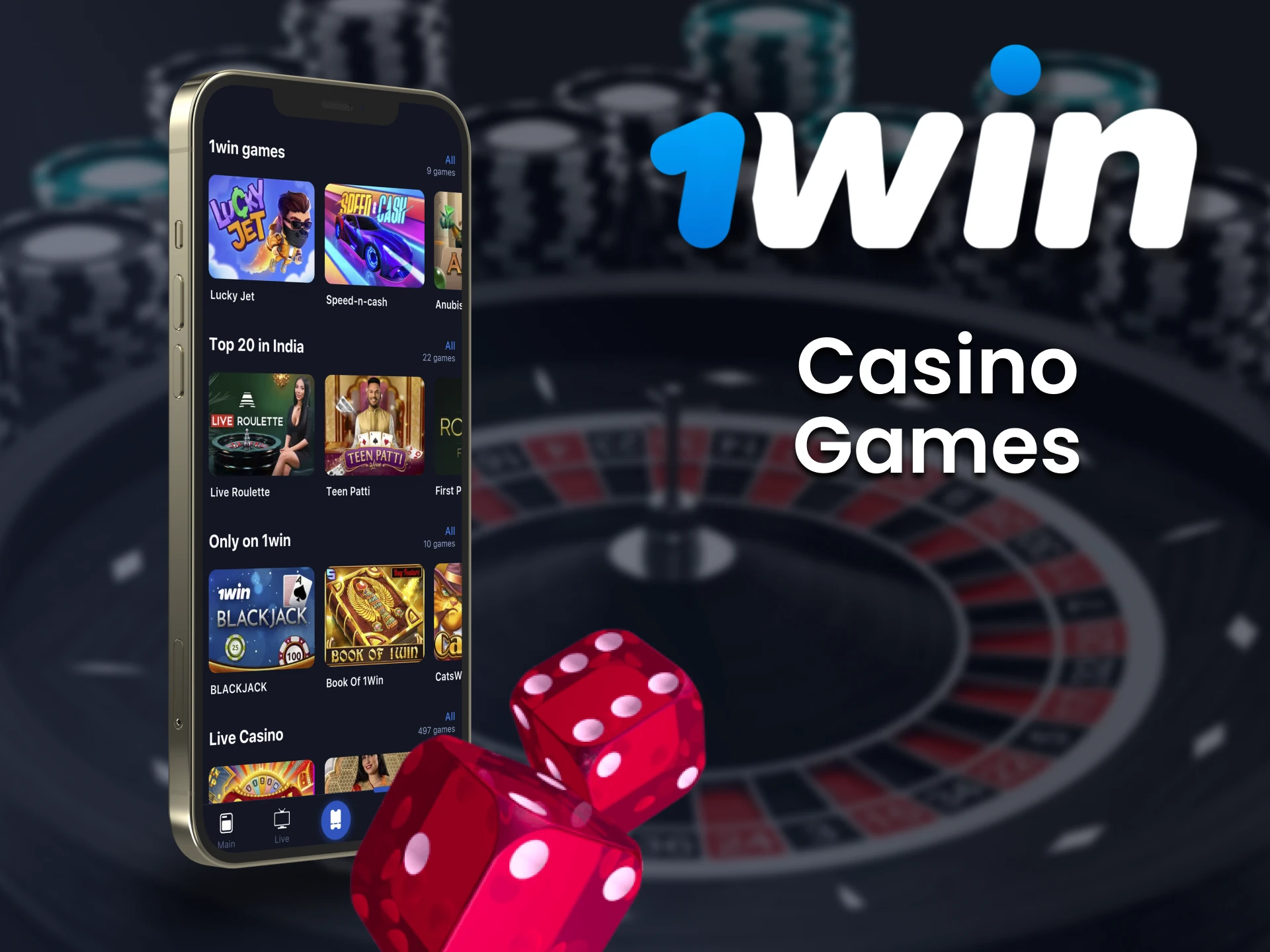 In 1Win app you'll find the most popular casino games.