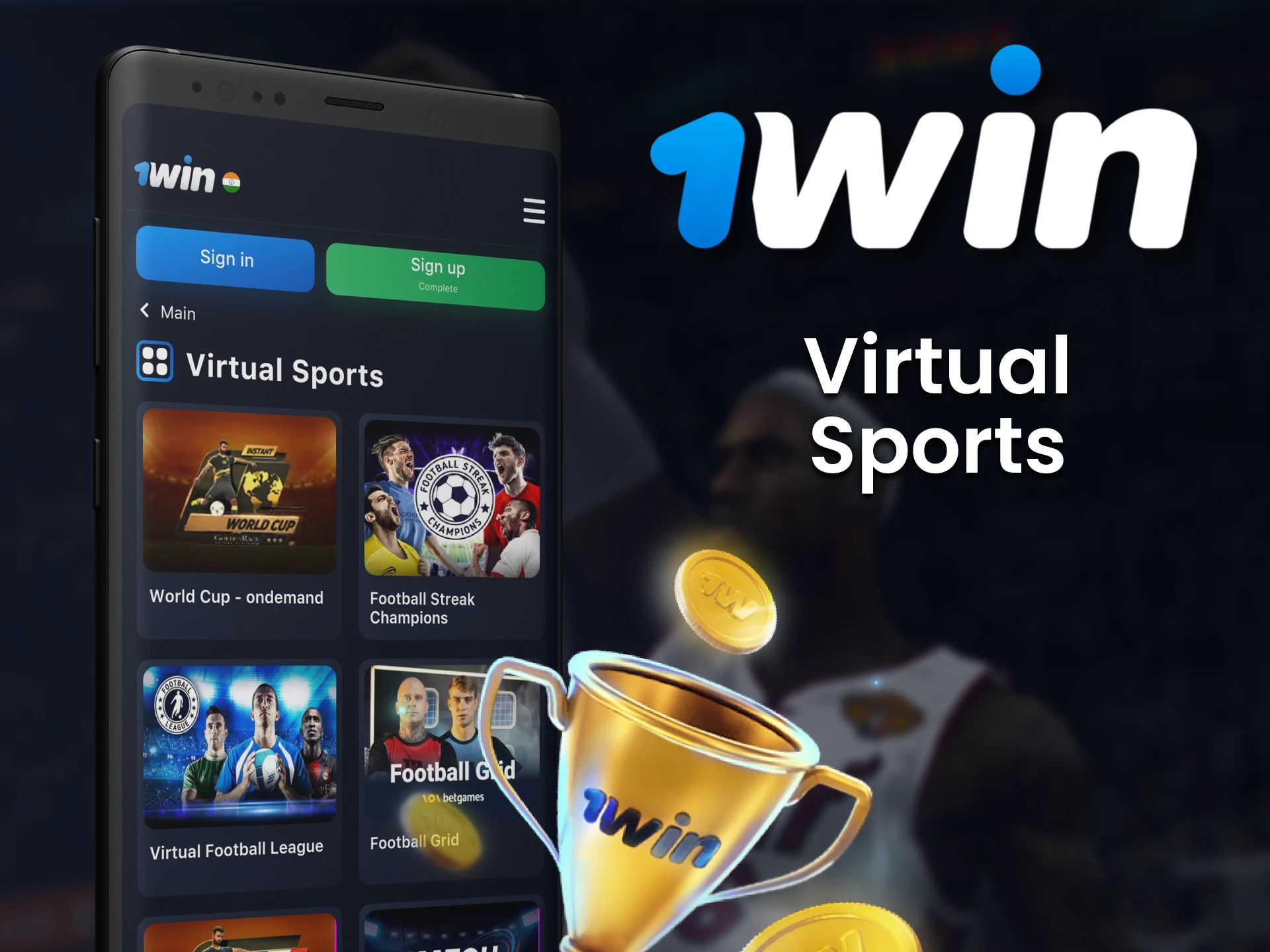 Place bets on virtual sport through the 1win app.