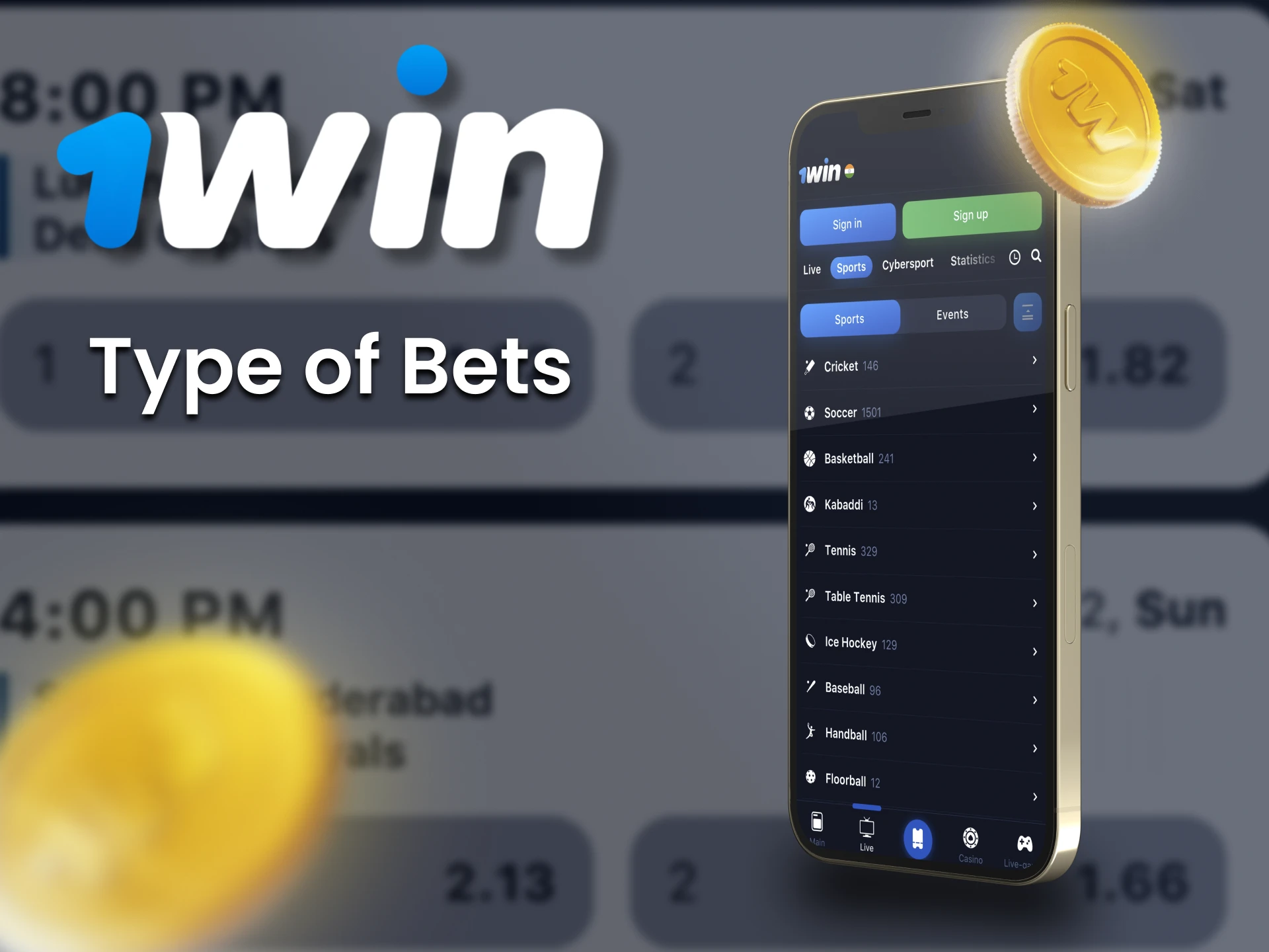 Place single or multiple bets on the match in the 1win app.