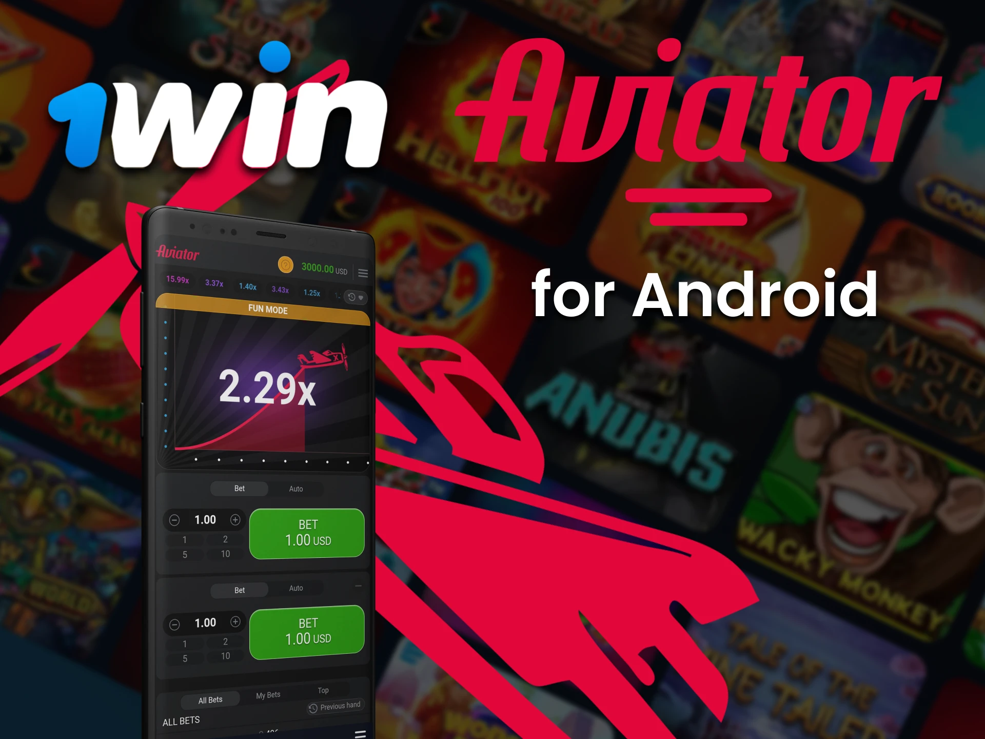 Play Aviator through the 1win app on Android devices.