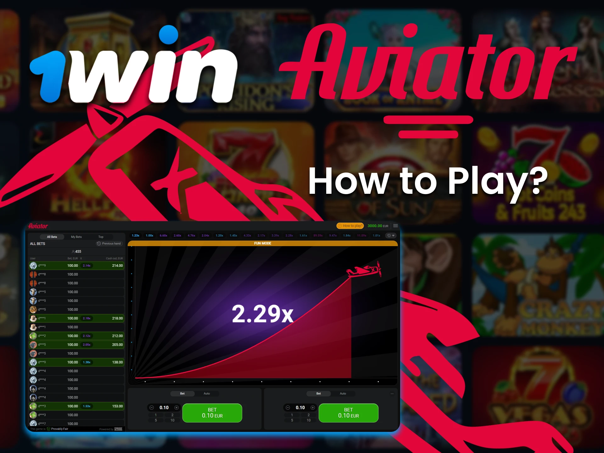Register and choose Avaitor in the 1Win section to start playing the crash game.