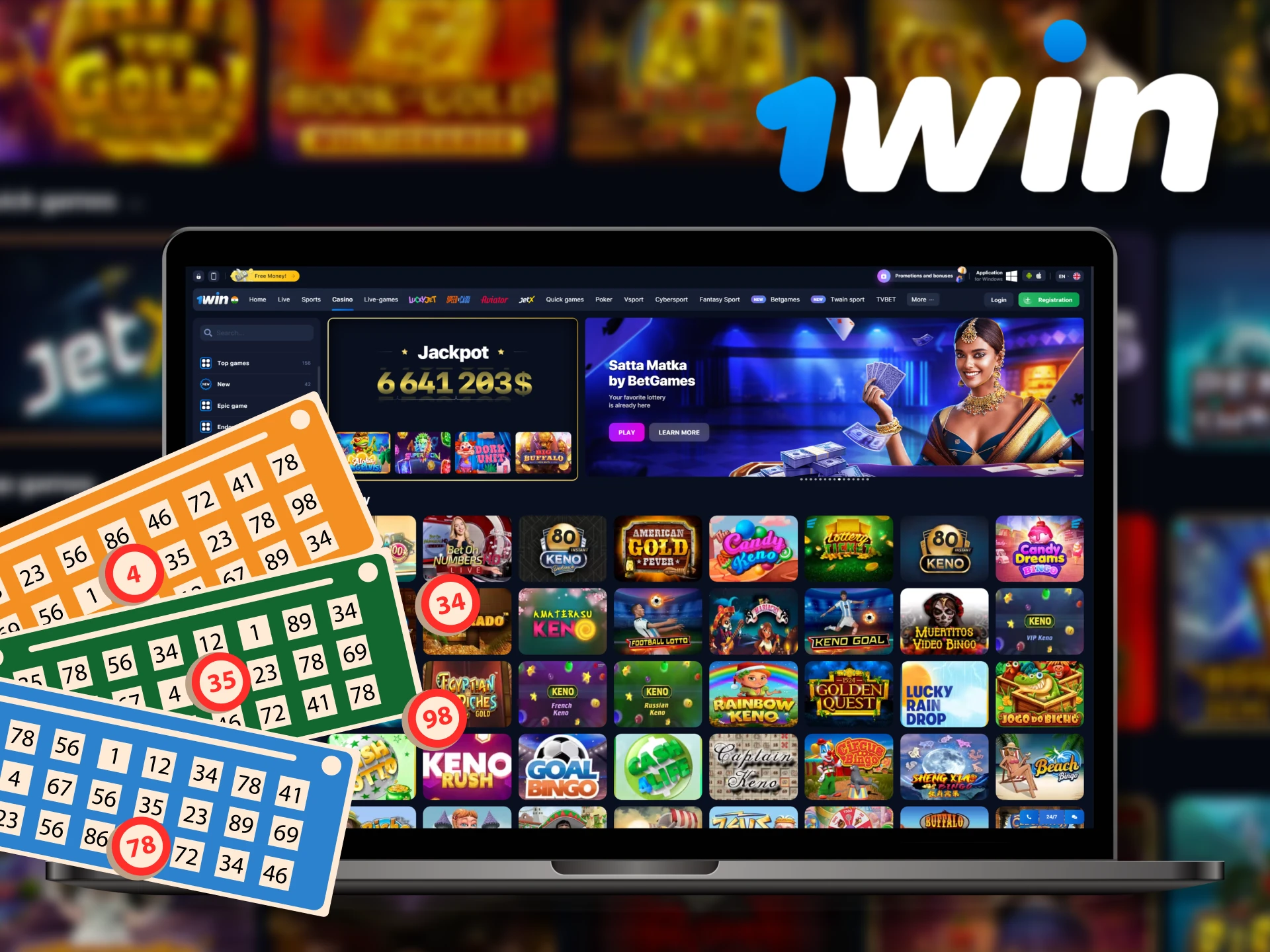 Play the most popular lotteries at 1win casino.