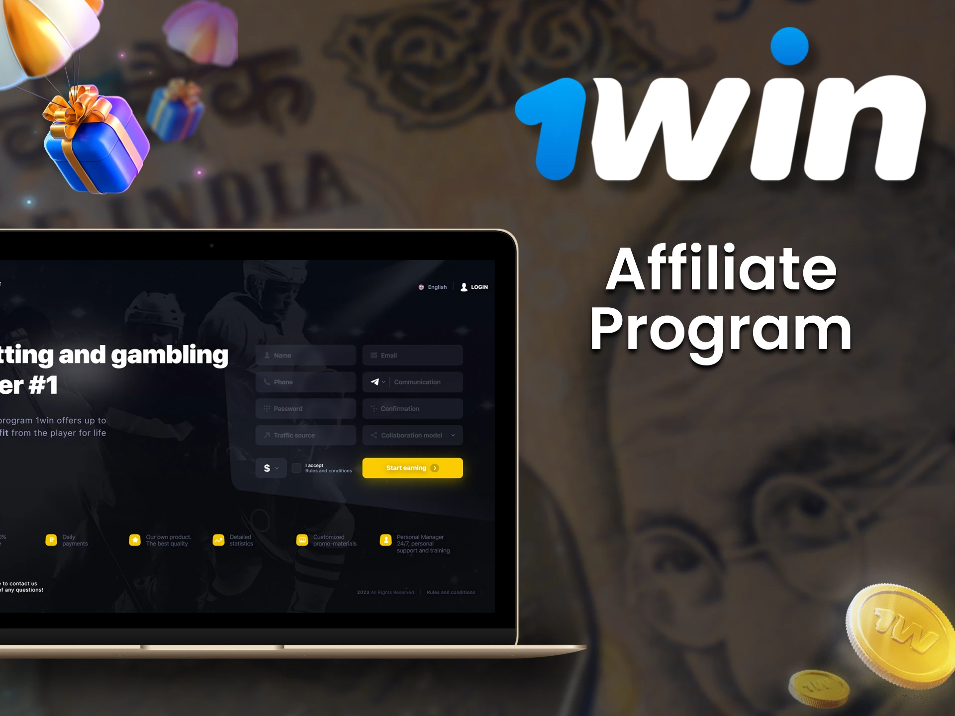 Join the affiliate program and increase your profit from 1win.