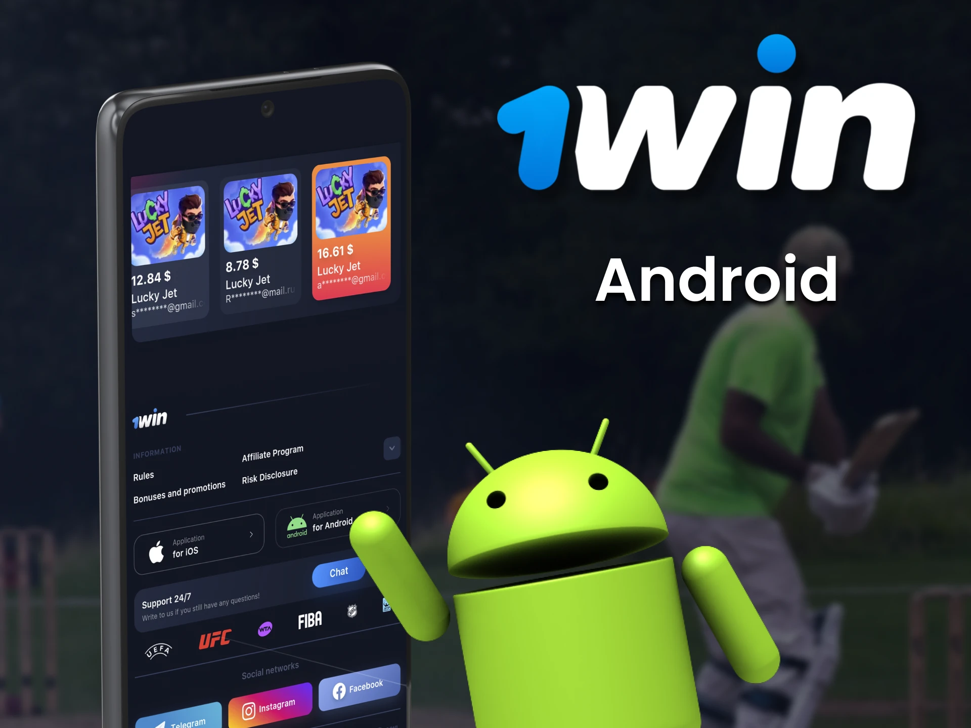Download 1win APK on your Android device and install the app.