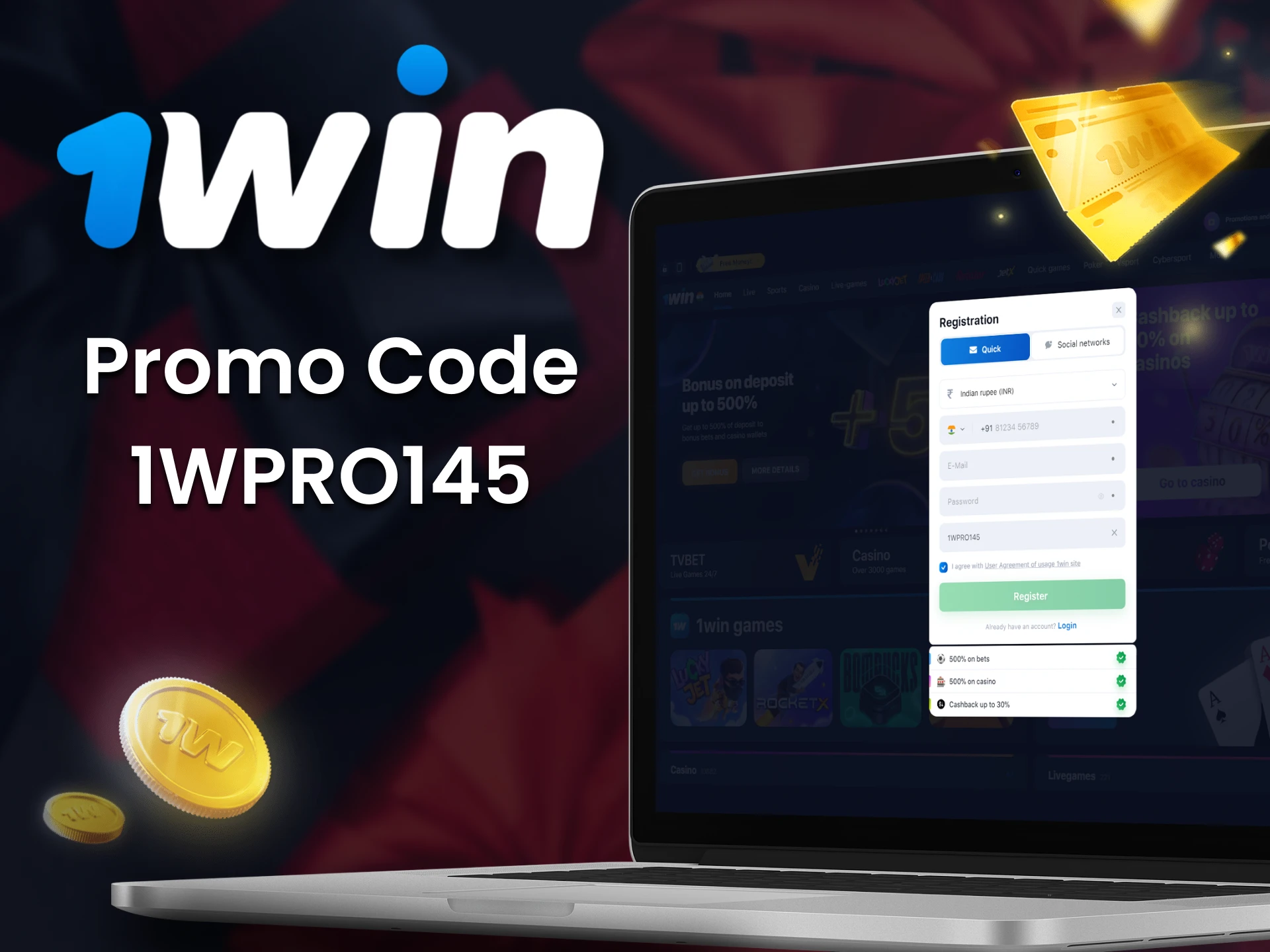 Use a 1win promo code 1WPRO145 to get additional bonuses.