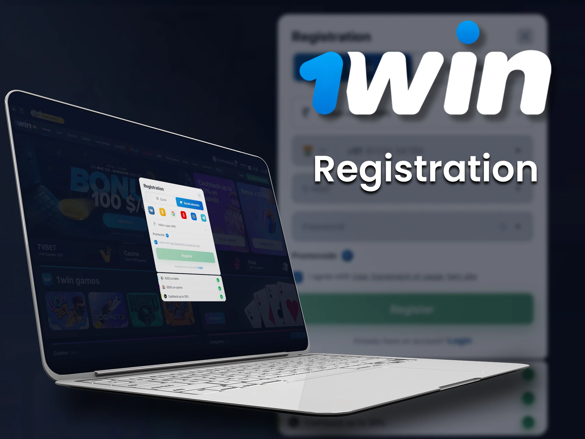 Register your account at 1win in 5 easy steps.