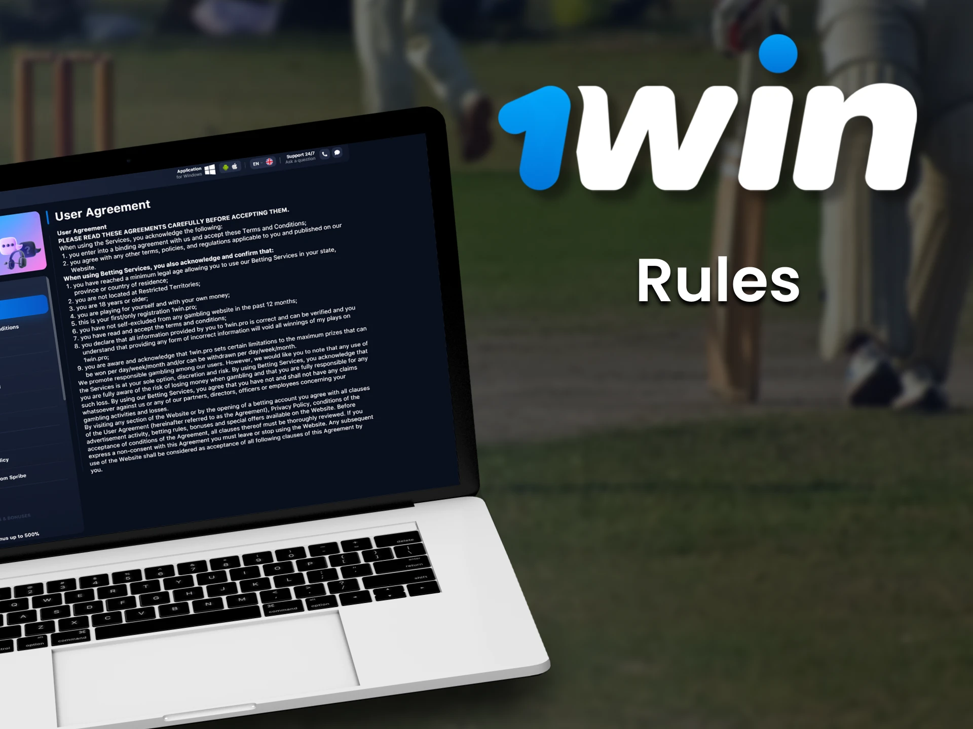 Every user from India must follow the rules to bet with 1win.