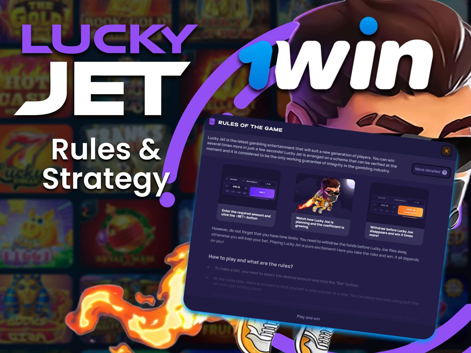Learn and choose your winning strategy in Lucky Jet on 1win.