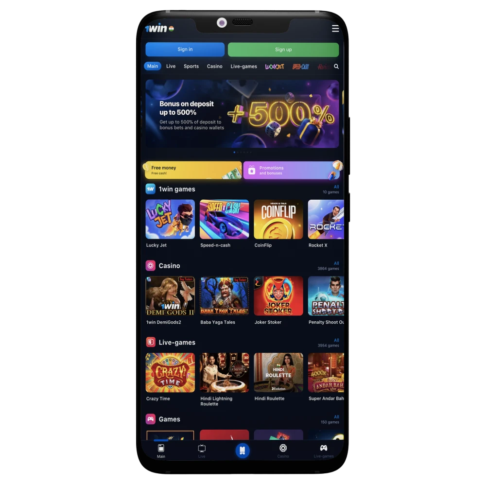 Try the 1win app for sports betting and casino games.