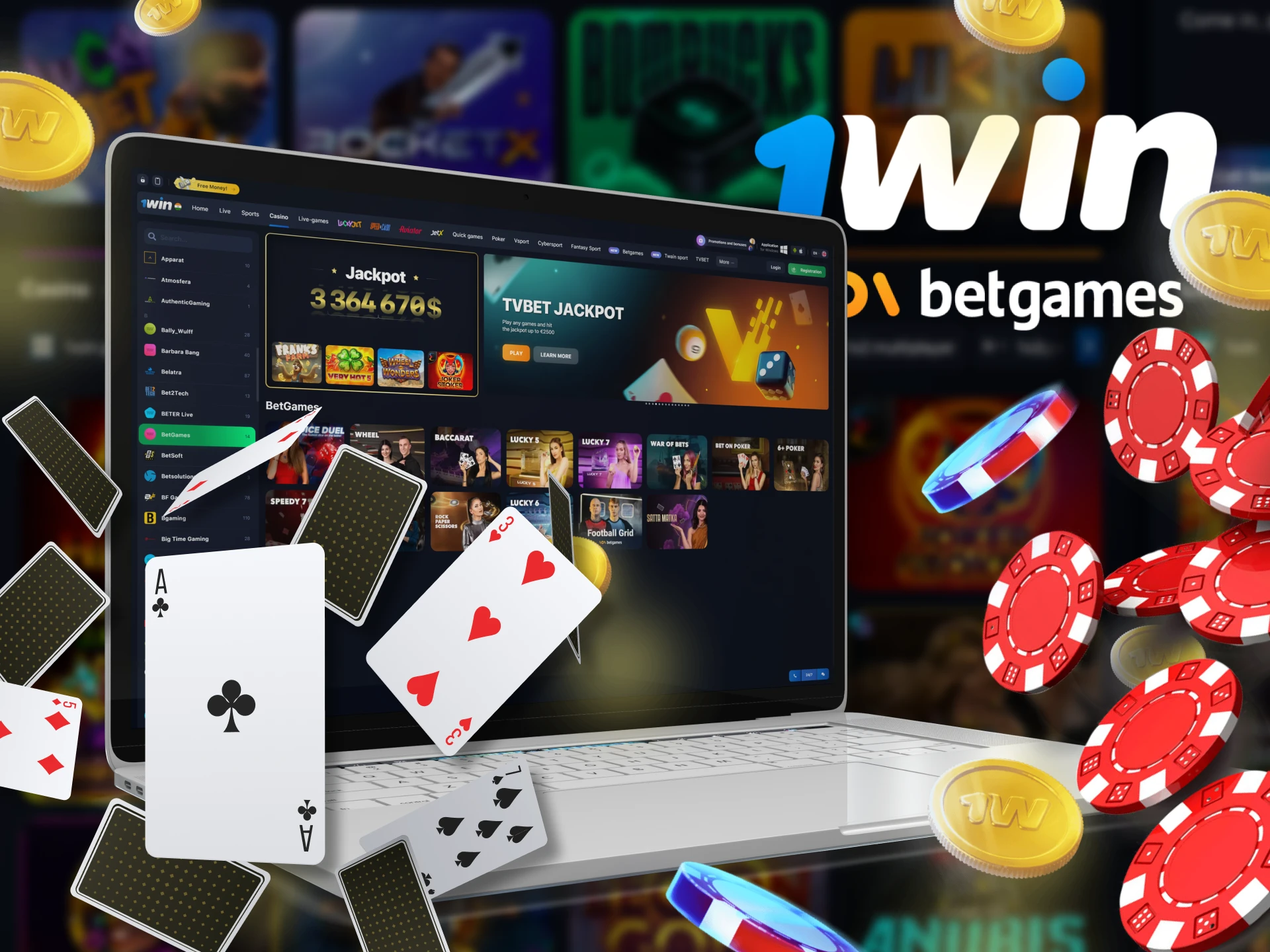 You can play many card games from BetGames at 1Win Casino.
