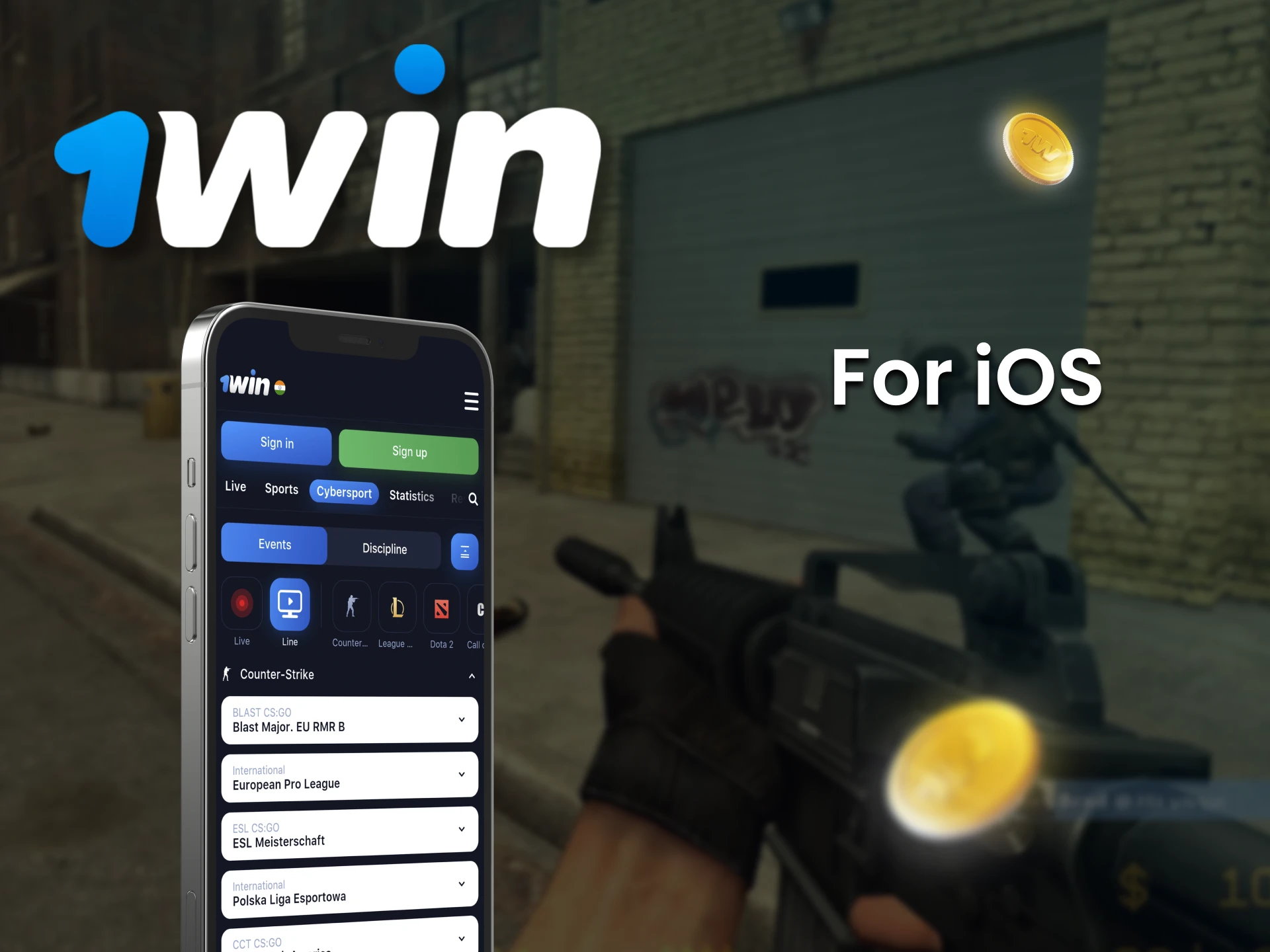 Bet on esports with the 1win iOS app.