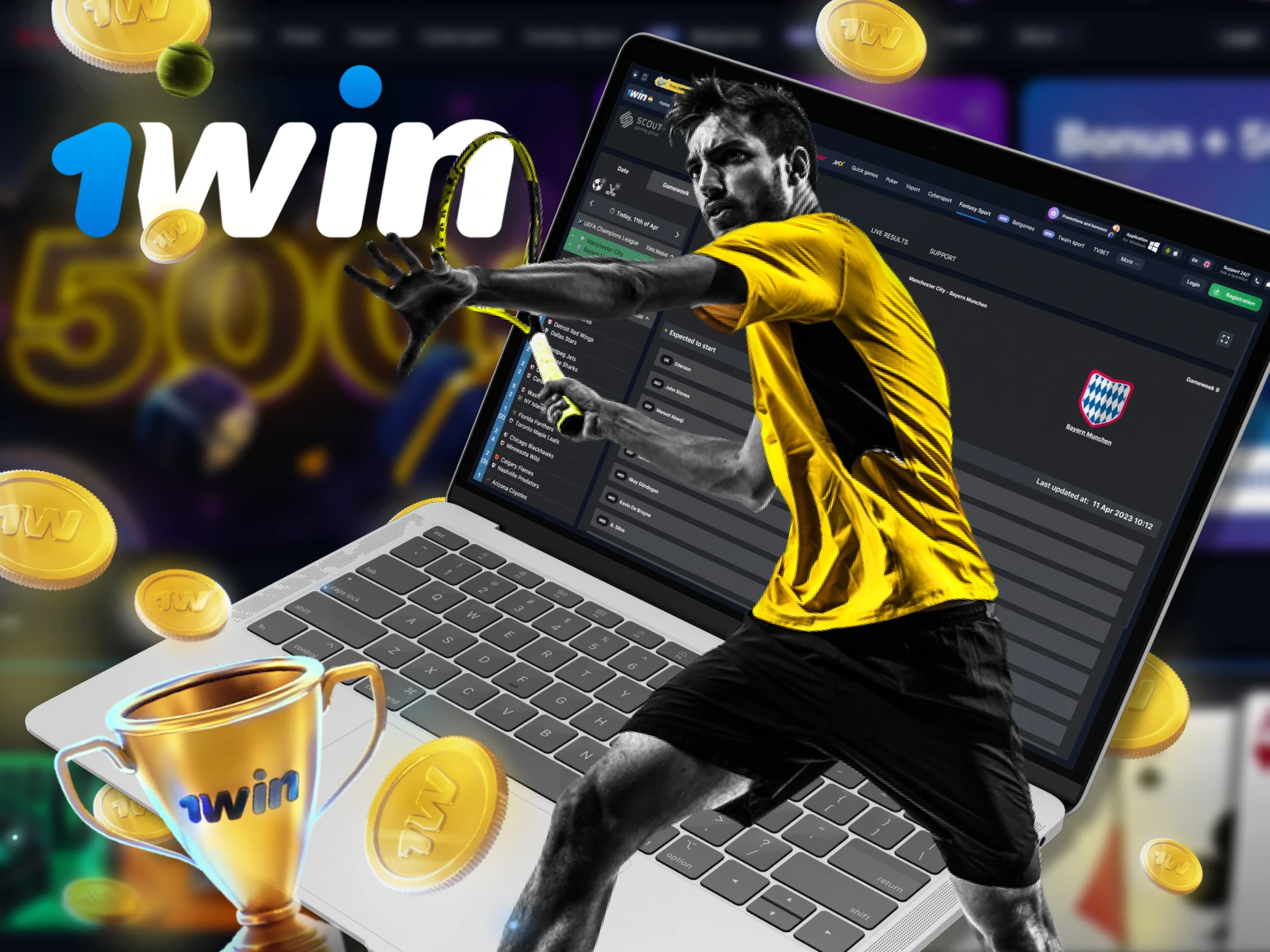 Go to the fantasy sports section at 1Win to start betting.