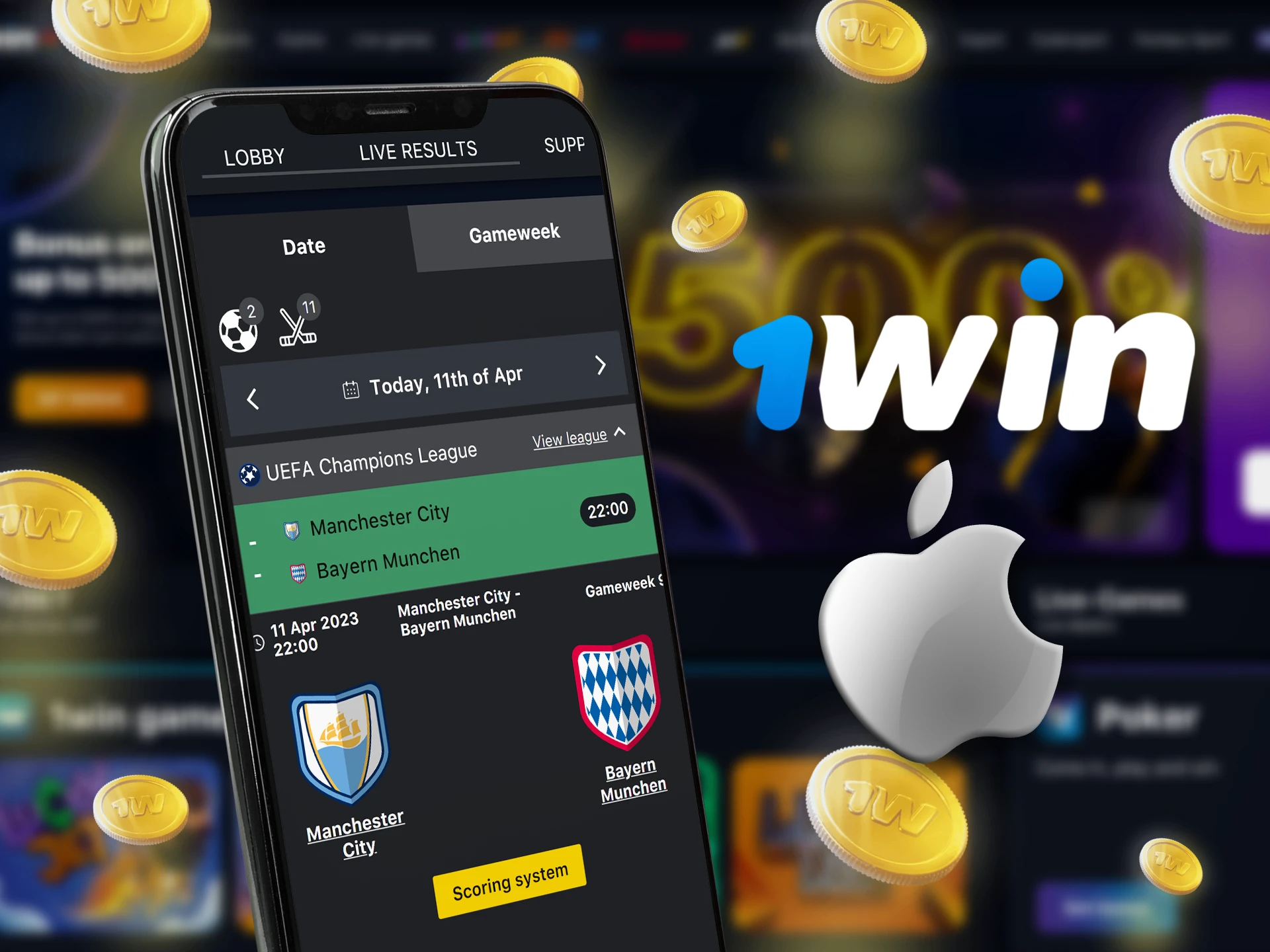 Bet on fantasy sports on 1Win right from your iOS device.