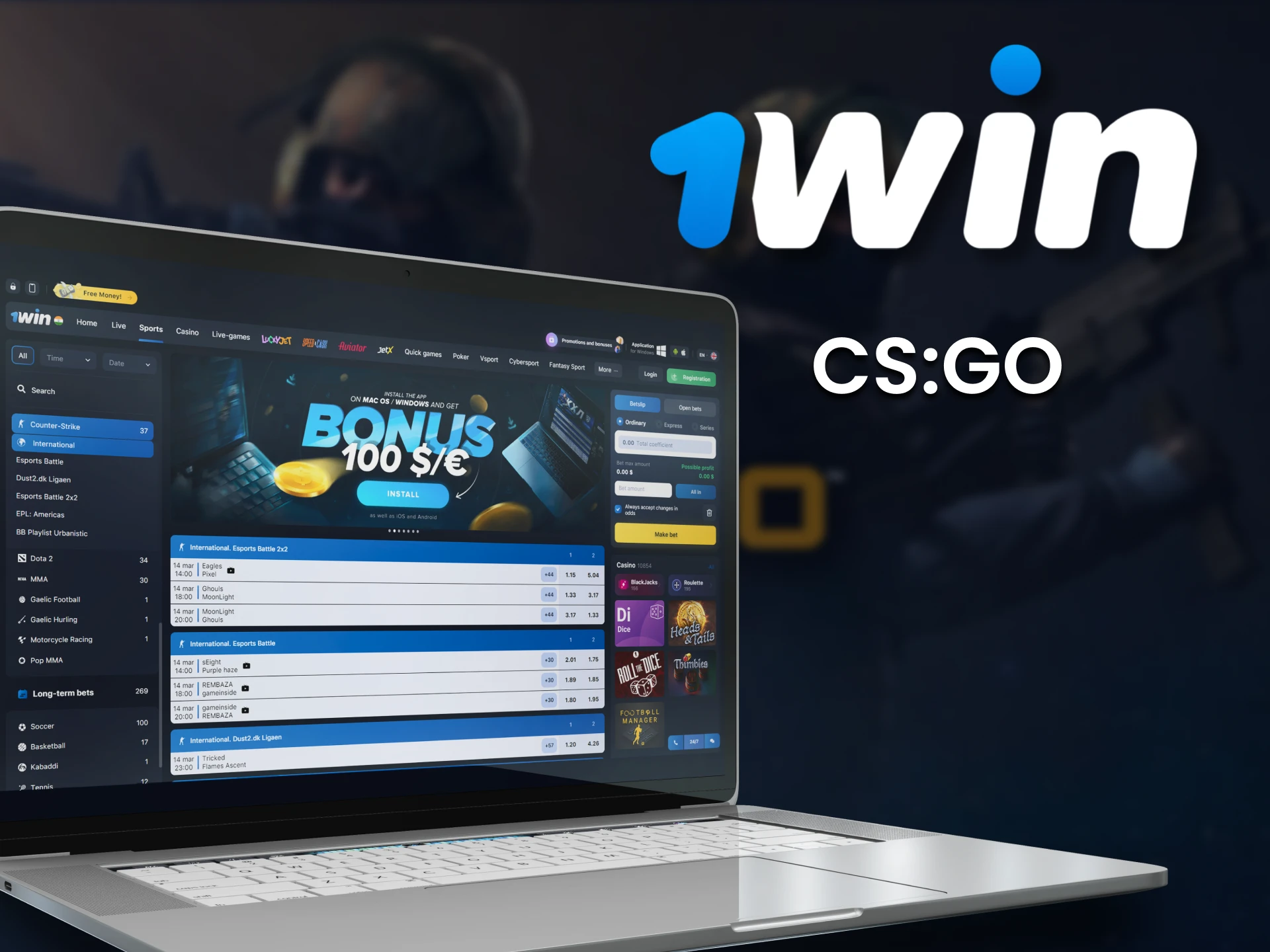 Place your bet on CS:GO at 1win.