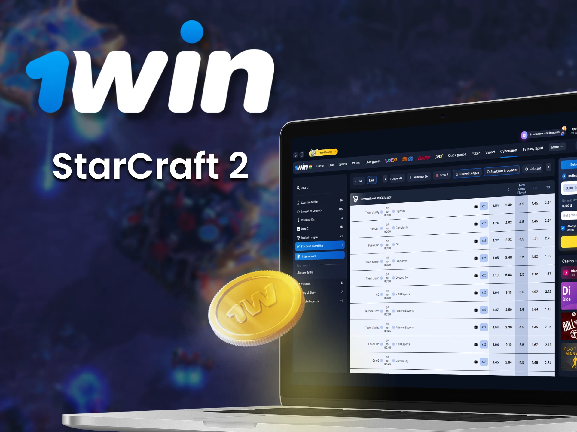 At 1win, place your bet on Starcraft 2.