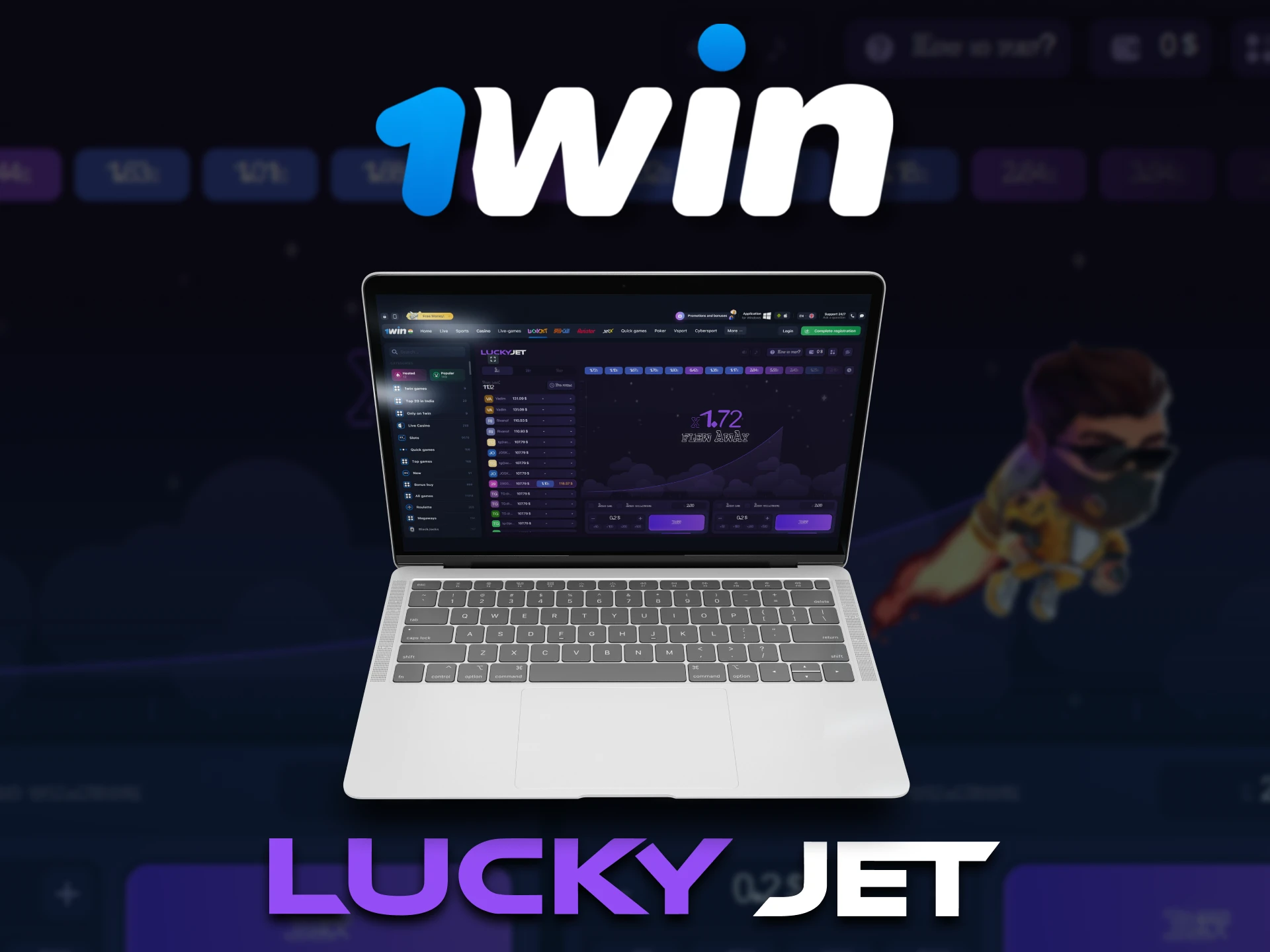 On 1win you can play games like Lucky Jet.
