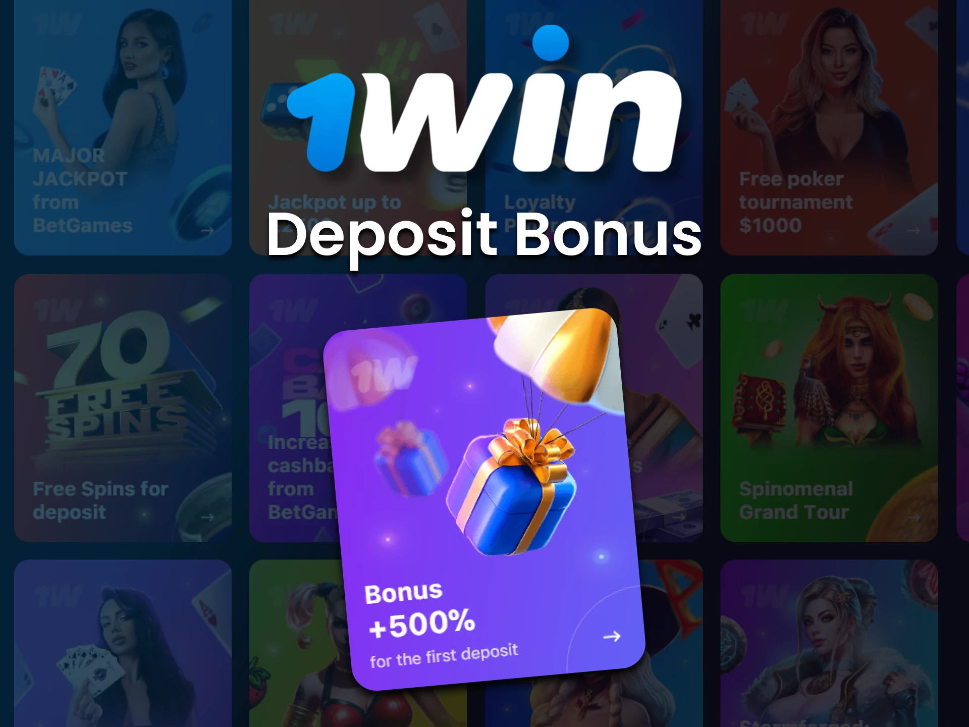 Get a bonus for casino games at 1win.