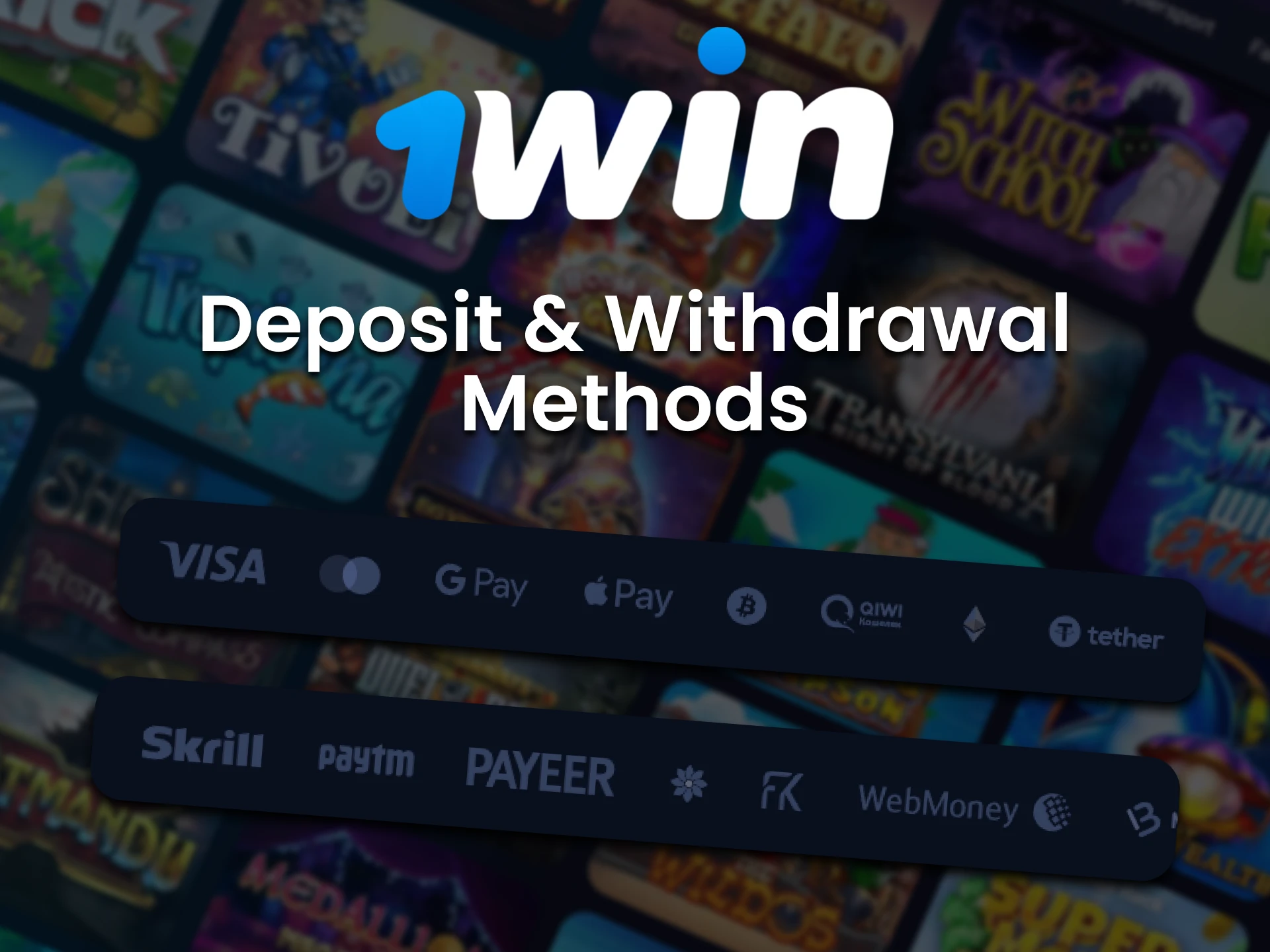 Withdraw and replenish your deposit in a convenient way from 1win.