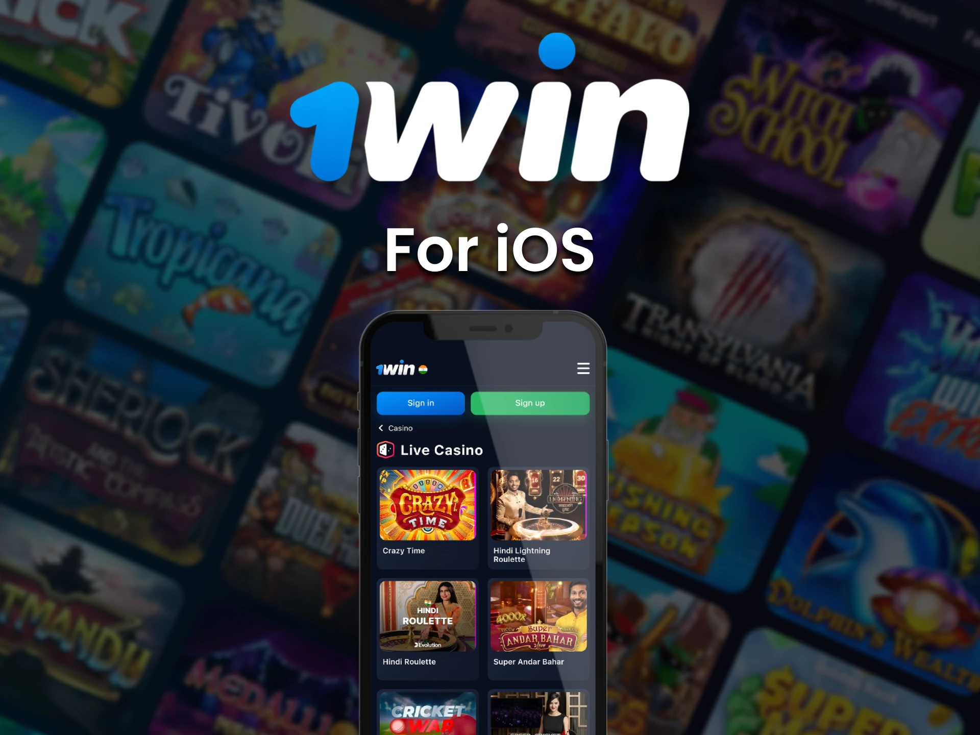 You can play at 1win casino through the iOS app.