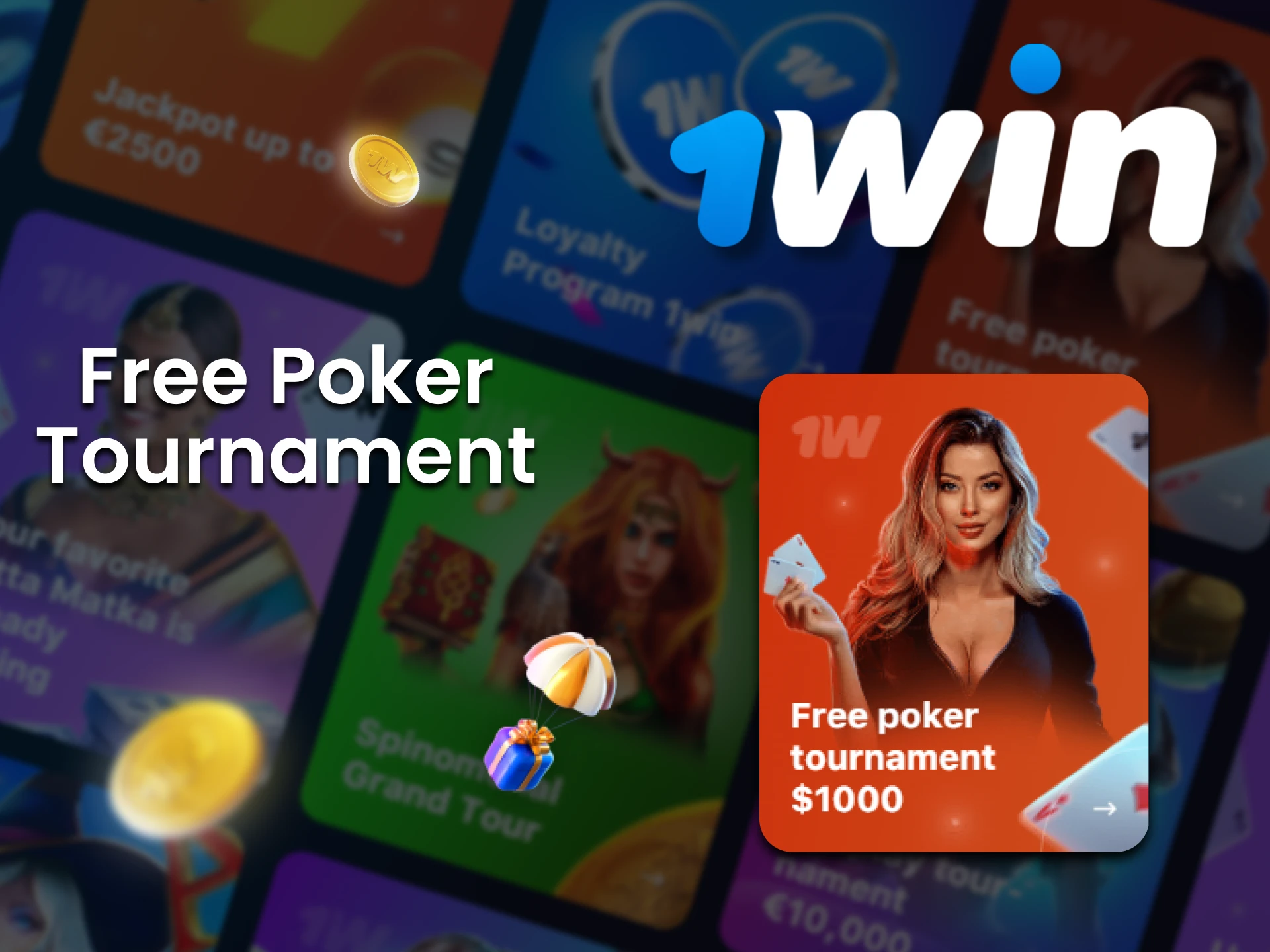 Participate in free poker tournament and win up to 83,000 INR at 1Win.