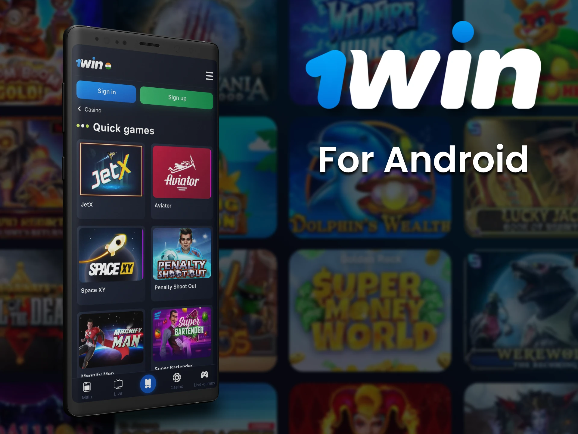 Download the 1win app on Android for Quick Game.