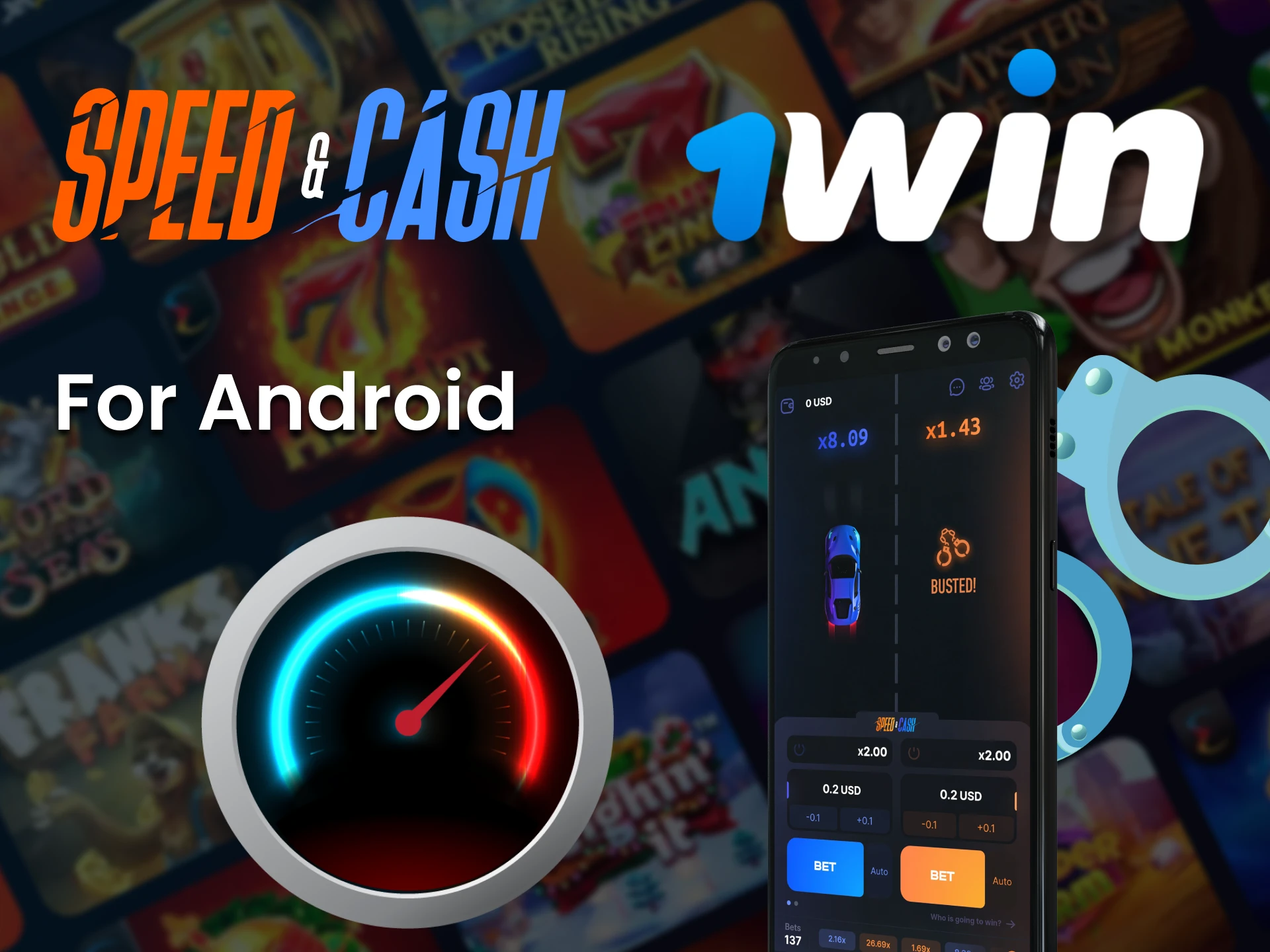 Play Speed and Cash in the 1Win Android app.