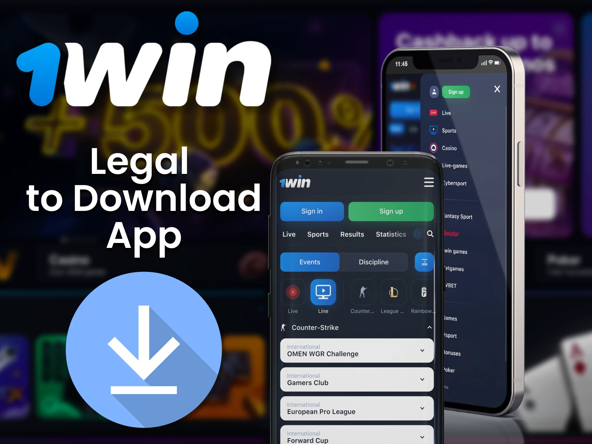 Download and install the 1win app on your phone, it's safe and legal.