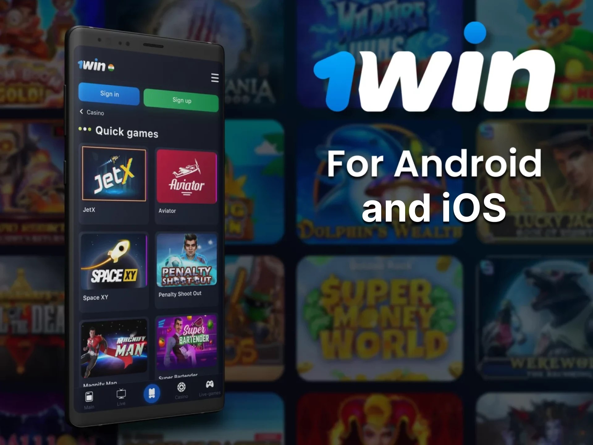 Download the 1win app on Android and iOS for Quick Game.