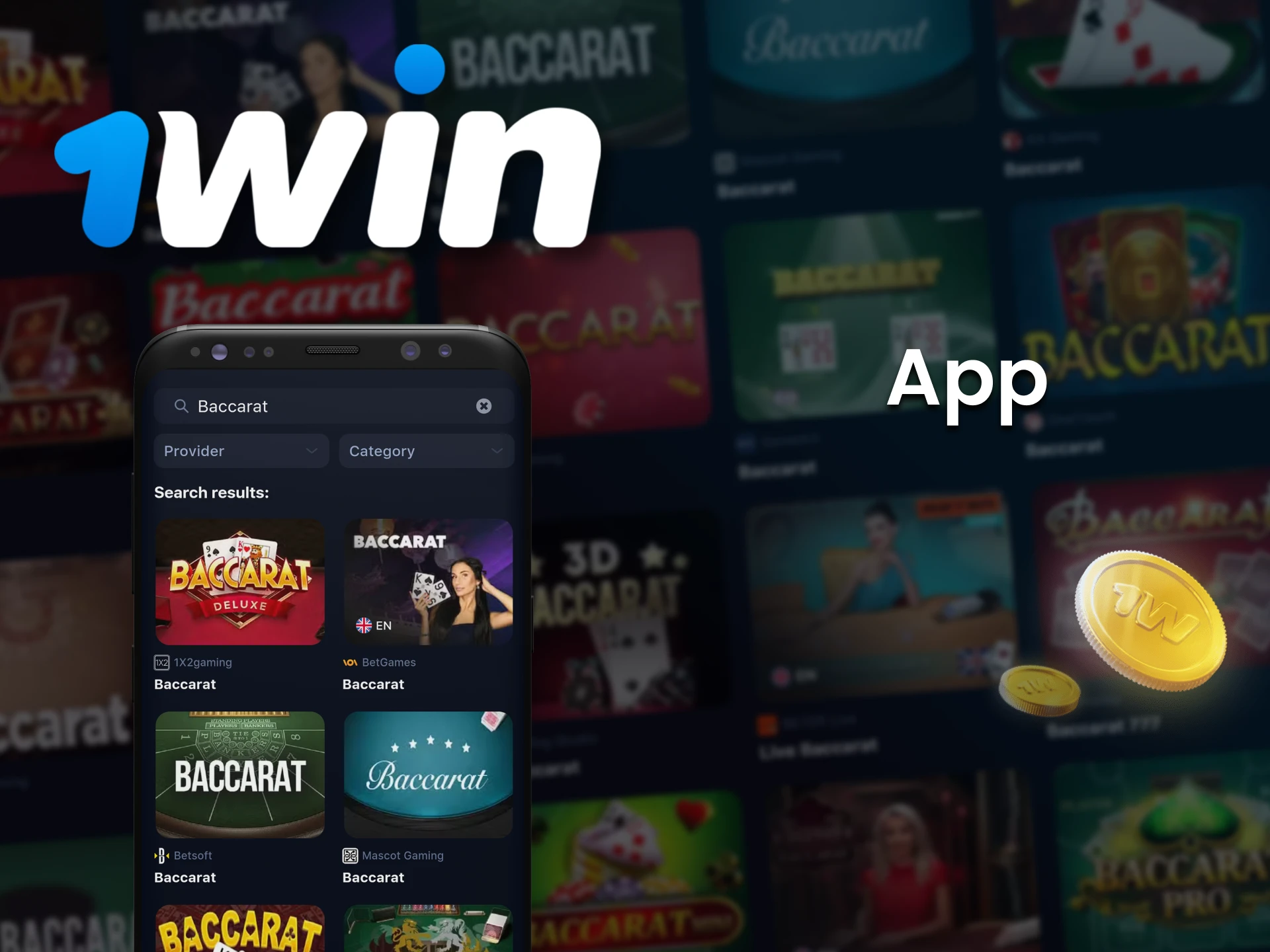 Use your smartphone to play Baccarat in the 1win application.