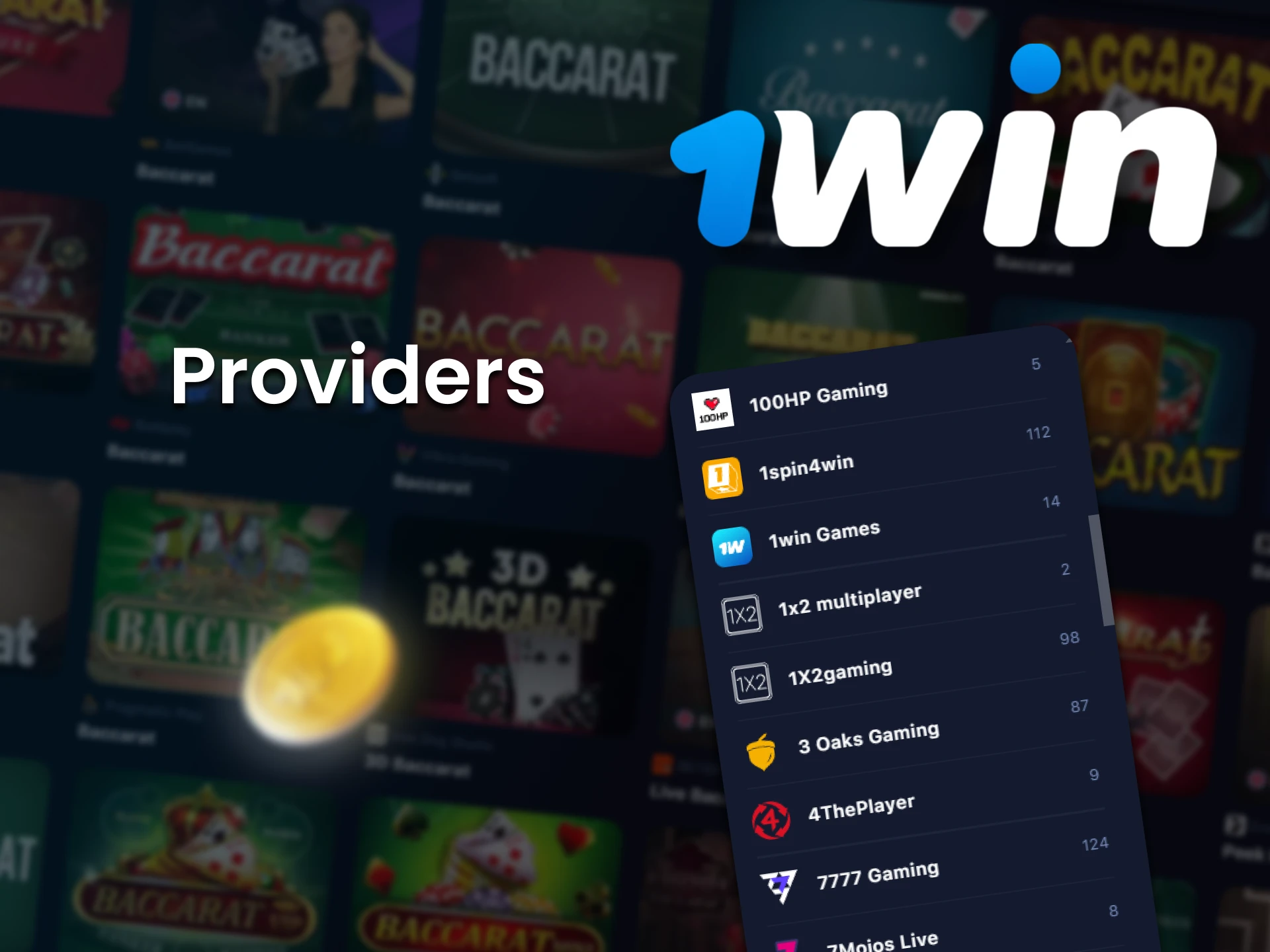 Choose your provider for Baccarat games from 1win.