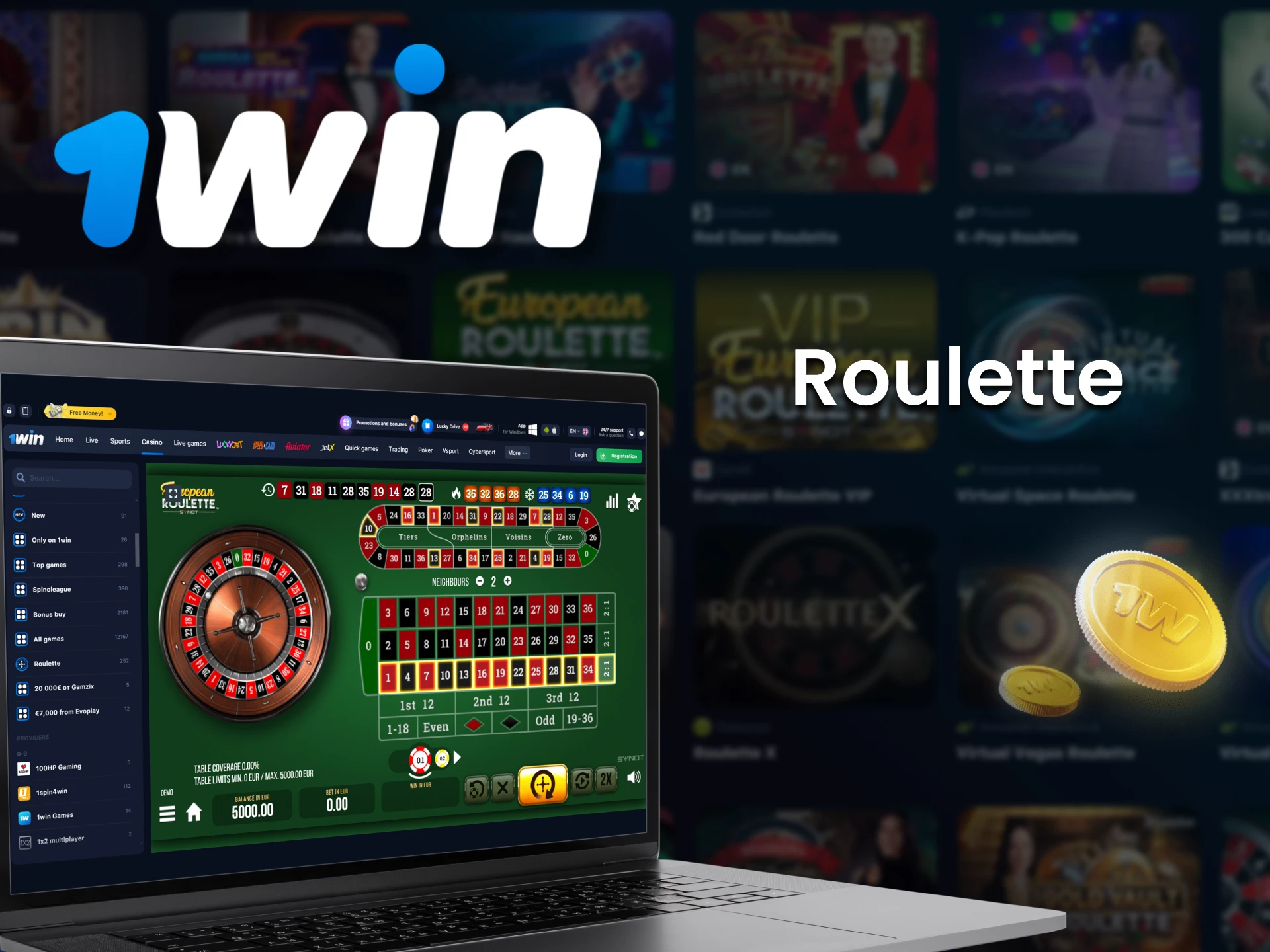 For casino games at 1win, choose Roulette.