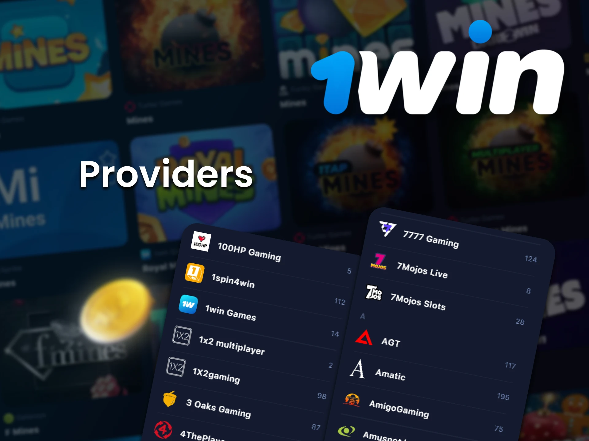 Choose your provider for Mines games from 1win.