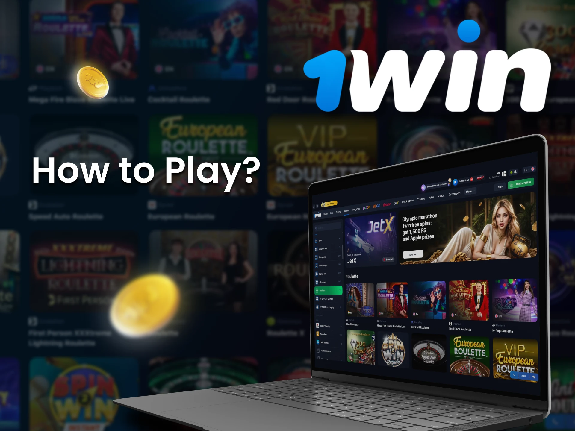 Find the Roulette in the 1win casino section.