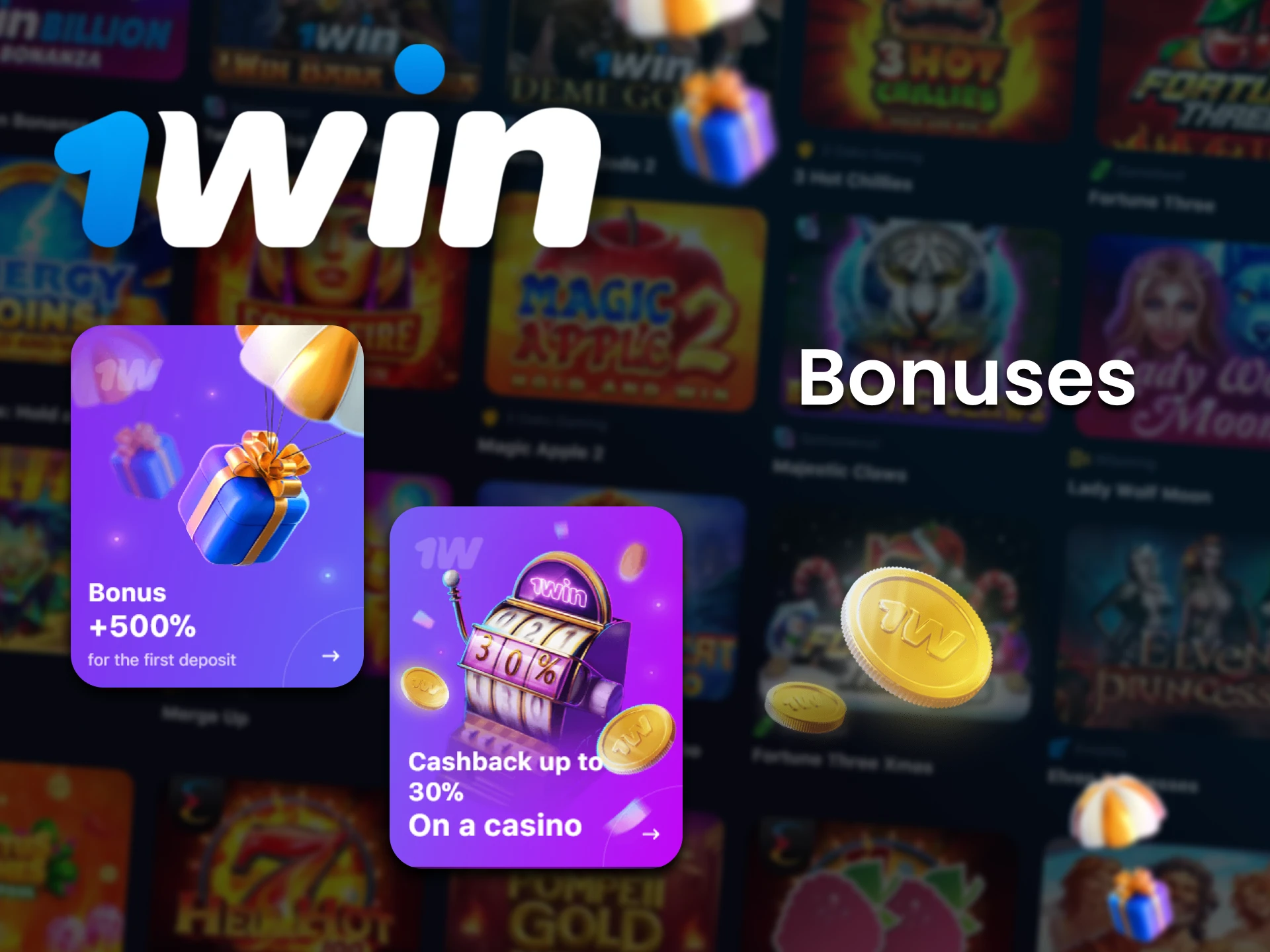 1win gives bonuses for playing Slots.