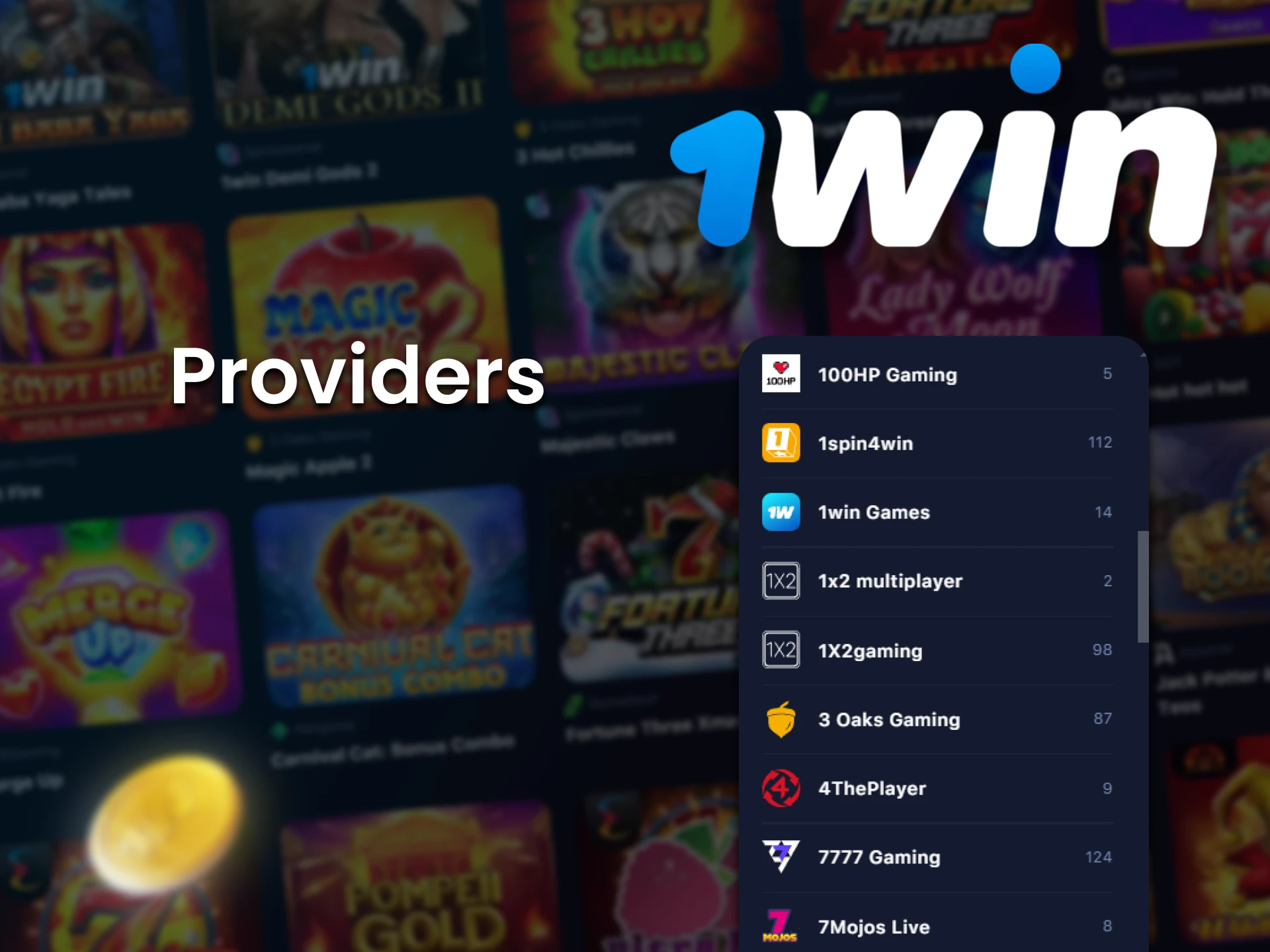 We will tell you which slot providers are available on 1win.